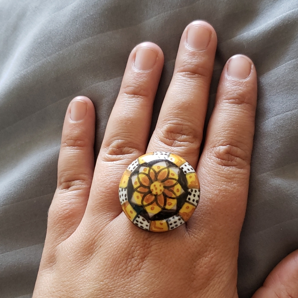 Unique Ceramic Hand Painted Ring - image 4